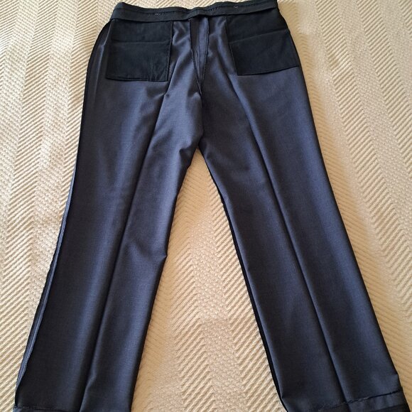 VALENTINO Luxury Men’s Gray Wool Pants Flat Front Dress Trousers IT 56R /40 US - Picture 14 of 15